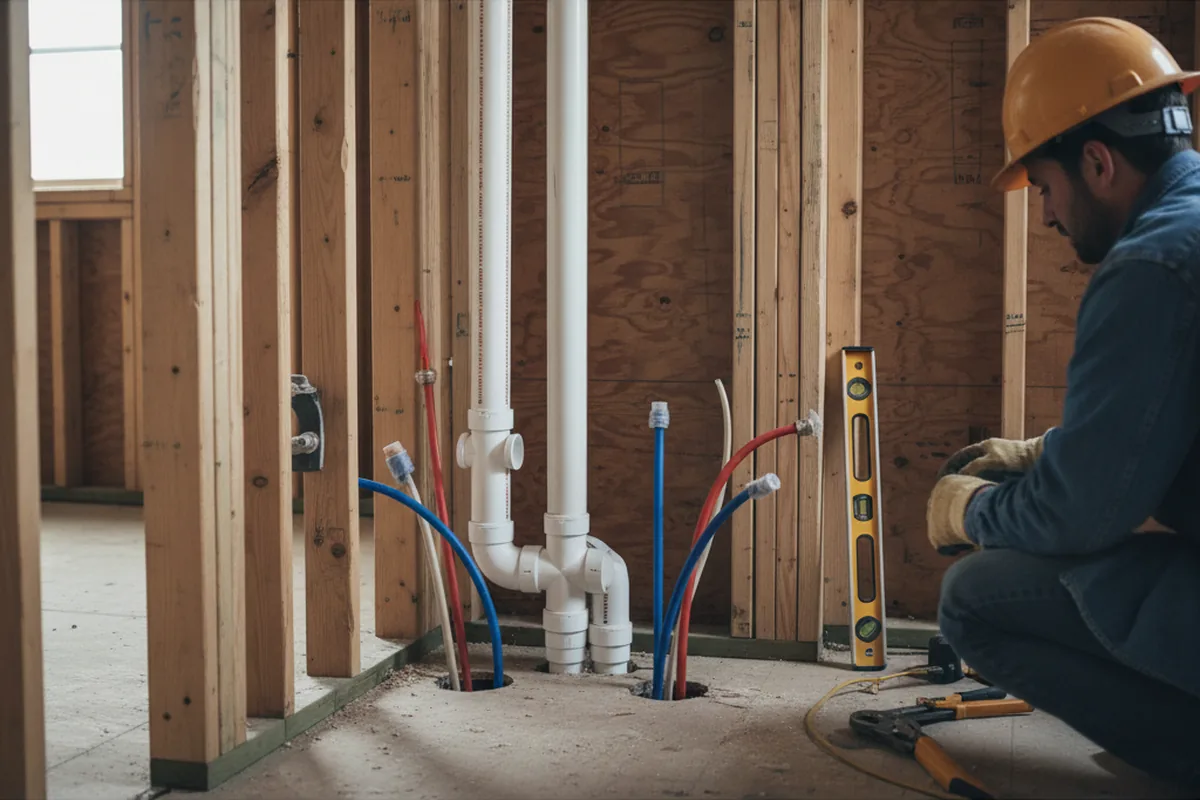 Drain and supply rough-in during Toilet Repair and Installation in Vernon Center